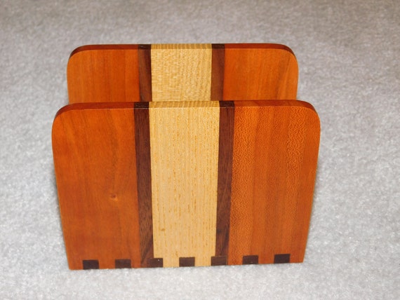 Napkin Holder Desk Organizer Cherry Walnut Sassafras Etsy