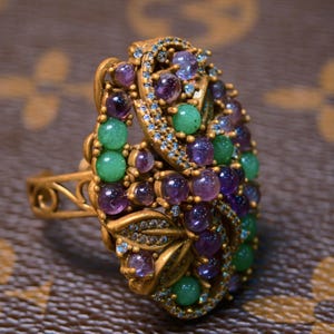 Lustre Vintage Convertible Ring Pendant | Brass Filigree & Crystal 2-in-1 Jewelry