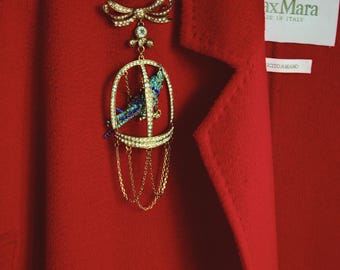 One-of-a-Kind “A Gilded Pause” Birdcage Brooch | Handcrafted Vintage-Inspired Statement Jewelry | Collector’s Piece