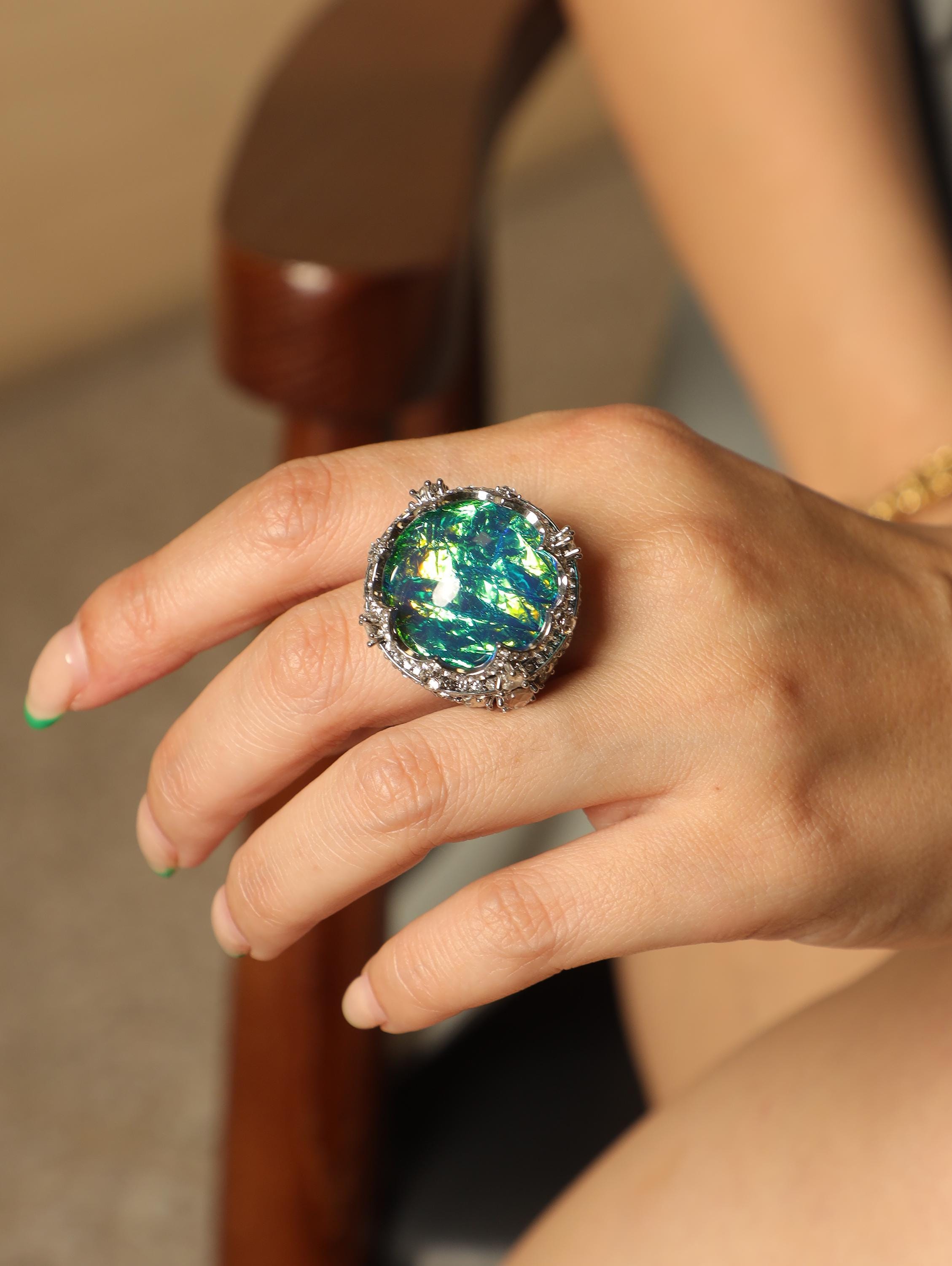 Swarovski Lucent Cocktail Ring - Etsy