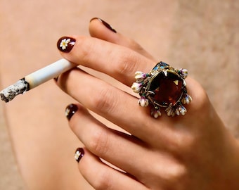 One-of-a-Kind “Floraison Royale” Handcrafted Enamel Flower Ring