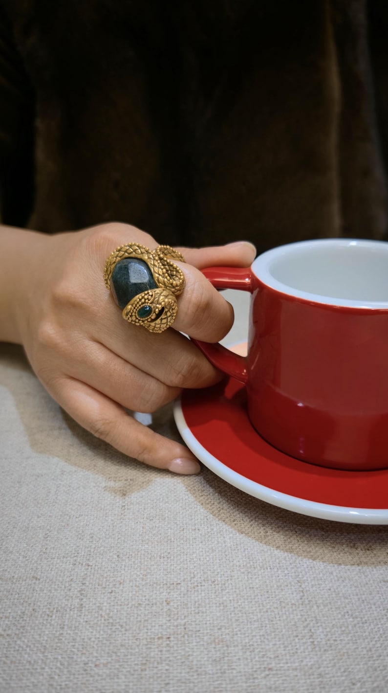 A bold collectible serpent ring with strong visual and symbolic presence.