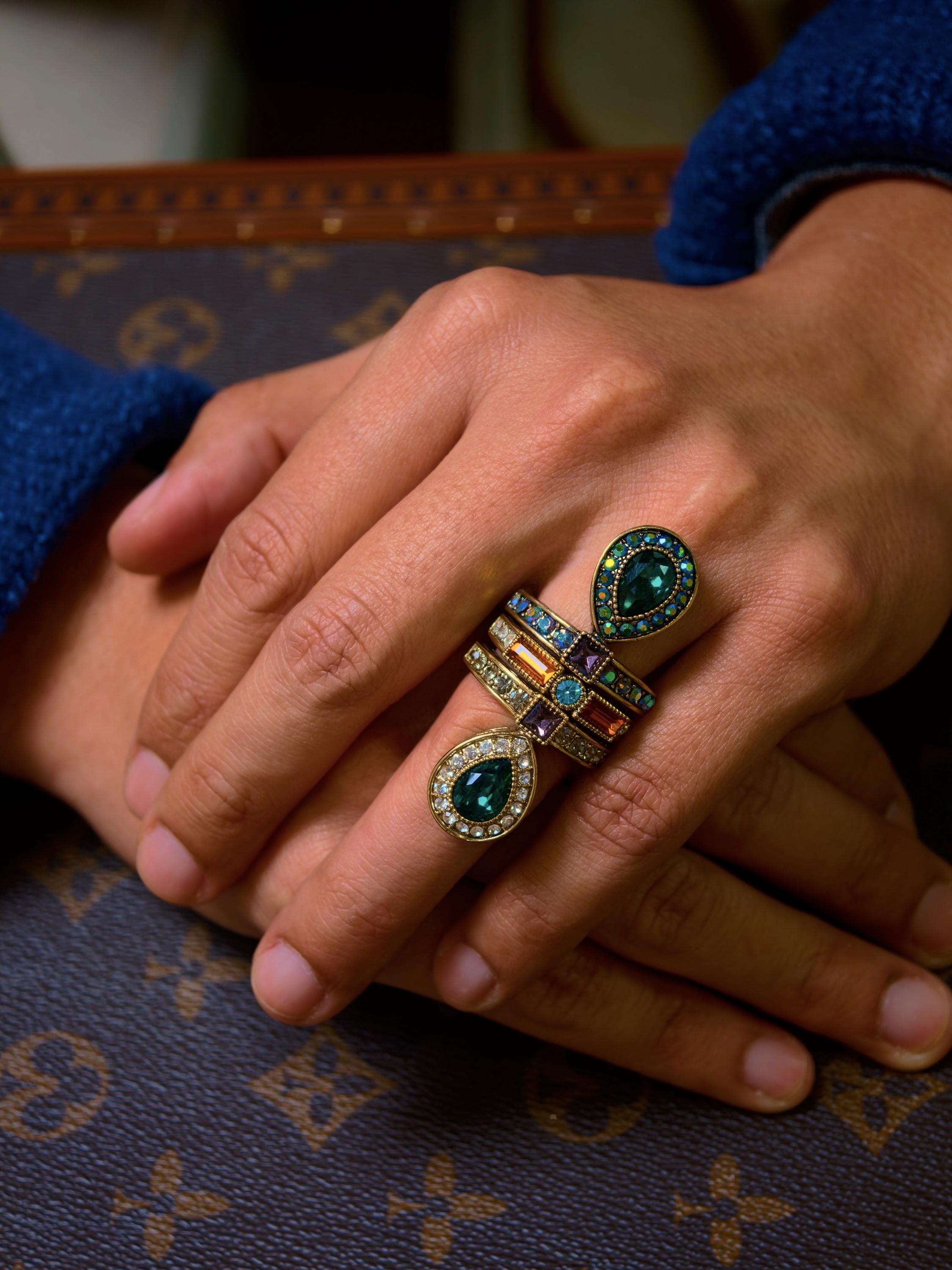 Transformable Ring Convertible Stackable Ring Set – Vintage 24K Gold Plated Swarovski ...