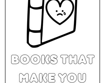 Lot de 50 pages à colorier sur le thème Bookish BookTok. Imprimable A4, téléchargement instantané au format PDF. Des pages à colorier pour les amateurs de livres en pleine conscience.