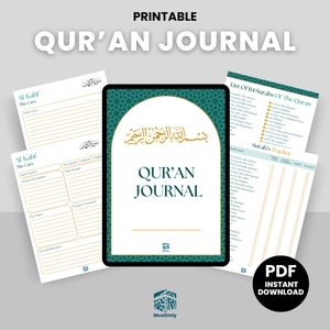 Quran Journal Digital, Quran Study, Quran Tracker, Muslim Planner, Quran Journaling, Quran Workbook, Surah Study & Reflection, Printable PDF