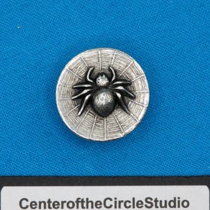 Gothic Spider Button: (3/4 inch) Handmade (Arachnid Sitting On a Web) Sewable Accessory