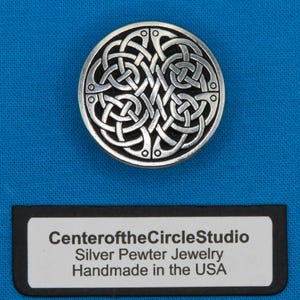 Celtic Knot Button: (1 inch) Handmade Solid Cast Metal Irish Never Ending Knotwork Sew on Shank for Coats, Blazers