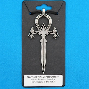 Elder Vampyre Vampire Ankh Necklace, Large Handmade Solid Cast Metal Elder Vampire Ankh Necklace