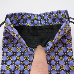 Purple and Gold Silk Tarot Bag, Handmade Silk Lined Tarot Pouch 5 x 7