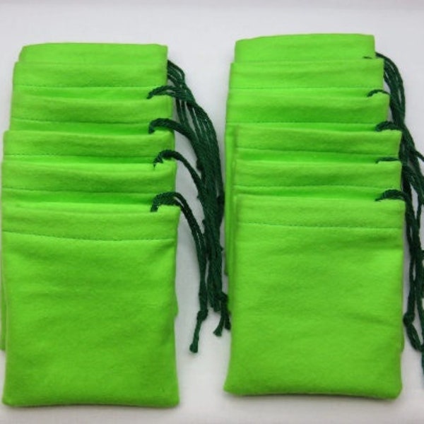 Green Flannel Cotton Hoo Doo, hoodoo, Mojo Bags, Jewelry Pouches, Handmade, set of 12