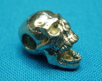 Screaming Skull Bead, 15mm, horizontal hole, Non-Enameled