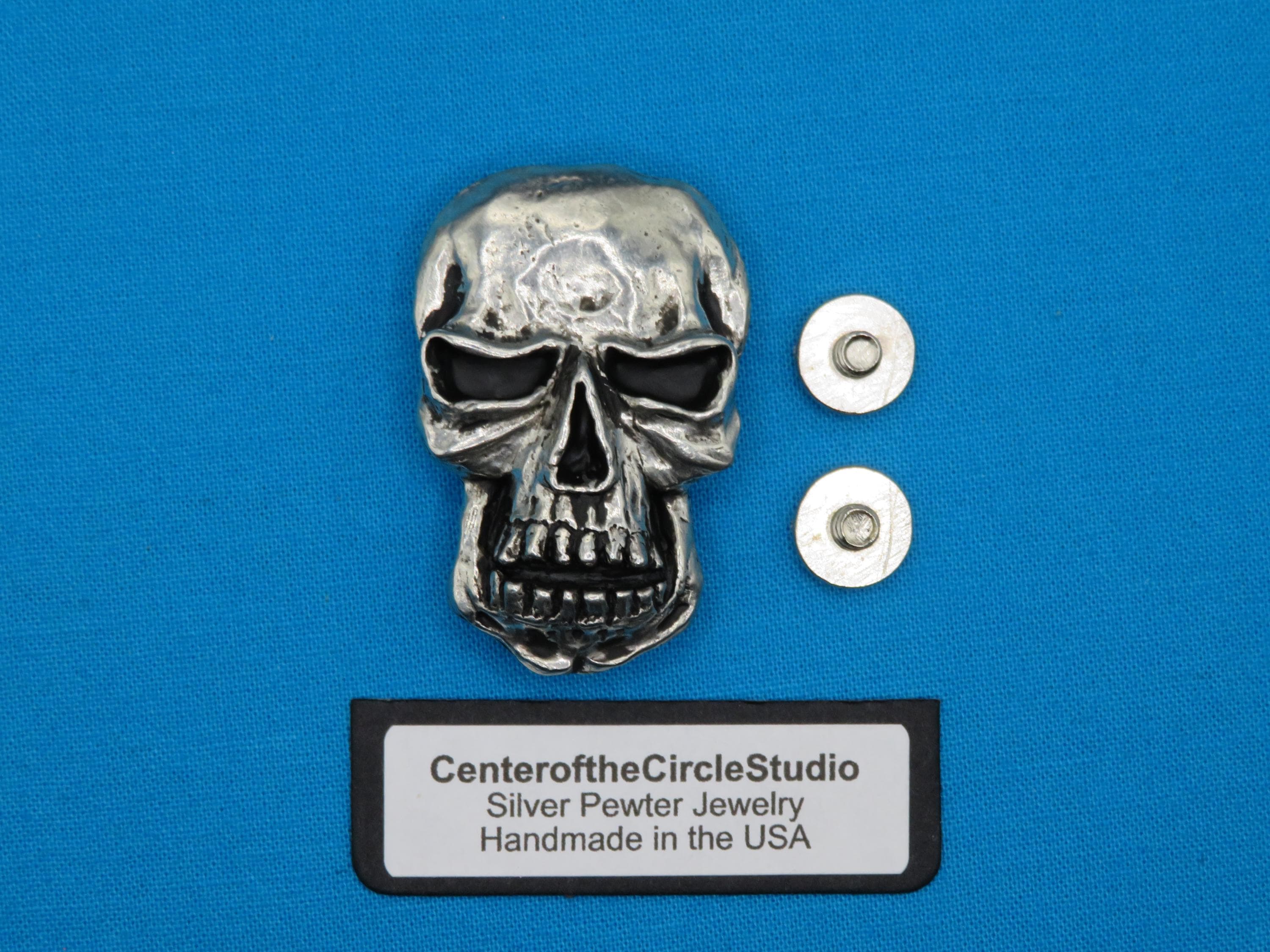 Full Face Skull Concho: (1-3/4 Inch) Handmade Silver Pewter Chicago ...