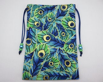 Peacock Silk Lined Jumbo Tarot Bag