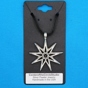 Bahá'í Star Necklace: (Small) Handmade Metal Nonagram Enneagram Nine 9 Point Star
