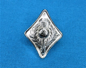 Scottish Thistle Button, 3/4" wide, Shank Button Handmade in Silver Pewter, STK298