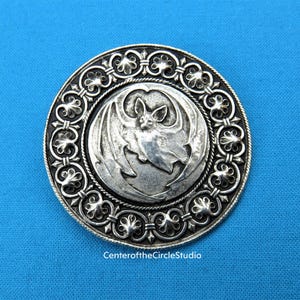 Vampire Bat Button 1 7/8&quot; Decorative Gothic Flying Bat Sew on Sewable Very Large Handmade Cast Victorian Repro Coat Cloak Costume Button