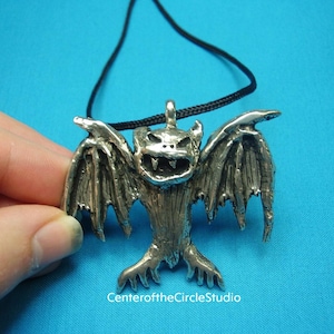 Gothic Vampire Bat Necklace, Individually Handmade and Cast in Silver Pewter Metal, Gothic Vampire Bat Jewelry