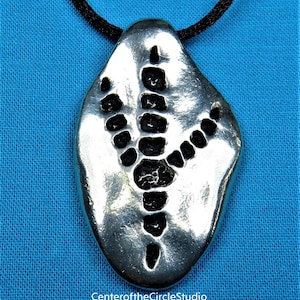 Raven Track Necklace, Handmade Silver Pewter Cast Raven Track Necklace, Great Gift for Raven Lovers