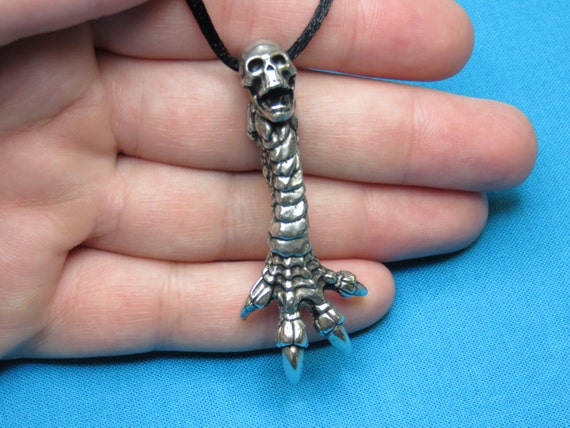 Dragon Claw Necklace - Mens Good Luck Necklace Silver Metal Dragon Art –  Wicked Tender