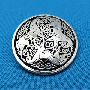 1.25" Epona Concho, Tri Celtic Horses Knotwork Concho, Stud Backed Jewelry, 3 Horse Concho