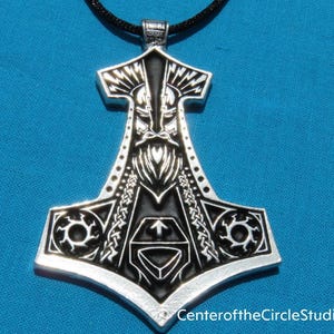 Large Thor's Hammer (Mjölnir) Necklace, Handmade Cast Silver Pewter Metal Mjolnir Pendant, Norse Mythology Necklace