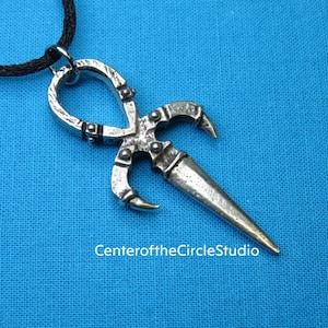 Vampire Bloodletter Necklace, Handmade Cast Metal Pointy Vampire Jewelry
