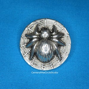 Spider Button 1 1/8" Large Jumping Spider Button Handmade Silver Pewter Metal Hairy Fluffy Jumper Spider Sew On Sewable Coat Costume Button