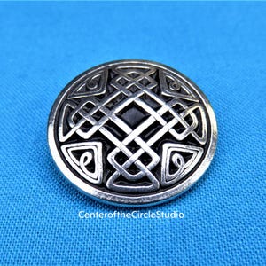 Celtic Shield Button 1", 25mm Handmade Cast Silver Pewter Irish Celtic Shield Knot Sew On Sewable Coat Garb Costume Cosplay Blazer Button