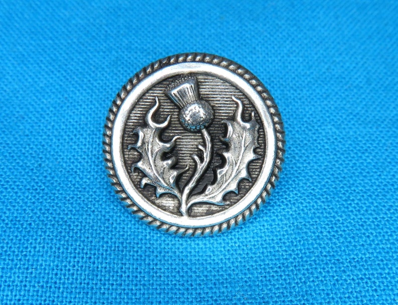 Scottish Thistle Button 11/16 Inch, Handmade Silver Pewter Metal