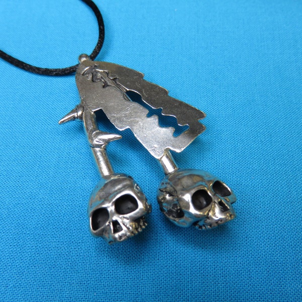 Skull Cherries with Razor Leaf  Necklace