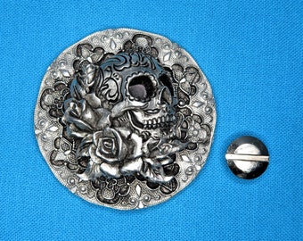 Sugar Skull, Calavera Concho, 1 5/8", Screwback Stud