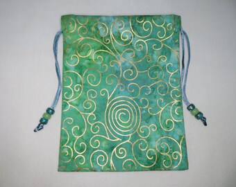 Blue / Green Batik Tarot Bag 5x7