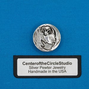 Vampire Bat Button: (13/16 inch) Handmade Victorian Silver Pewter Gothic Sew On accessory