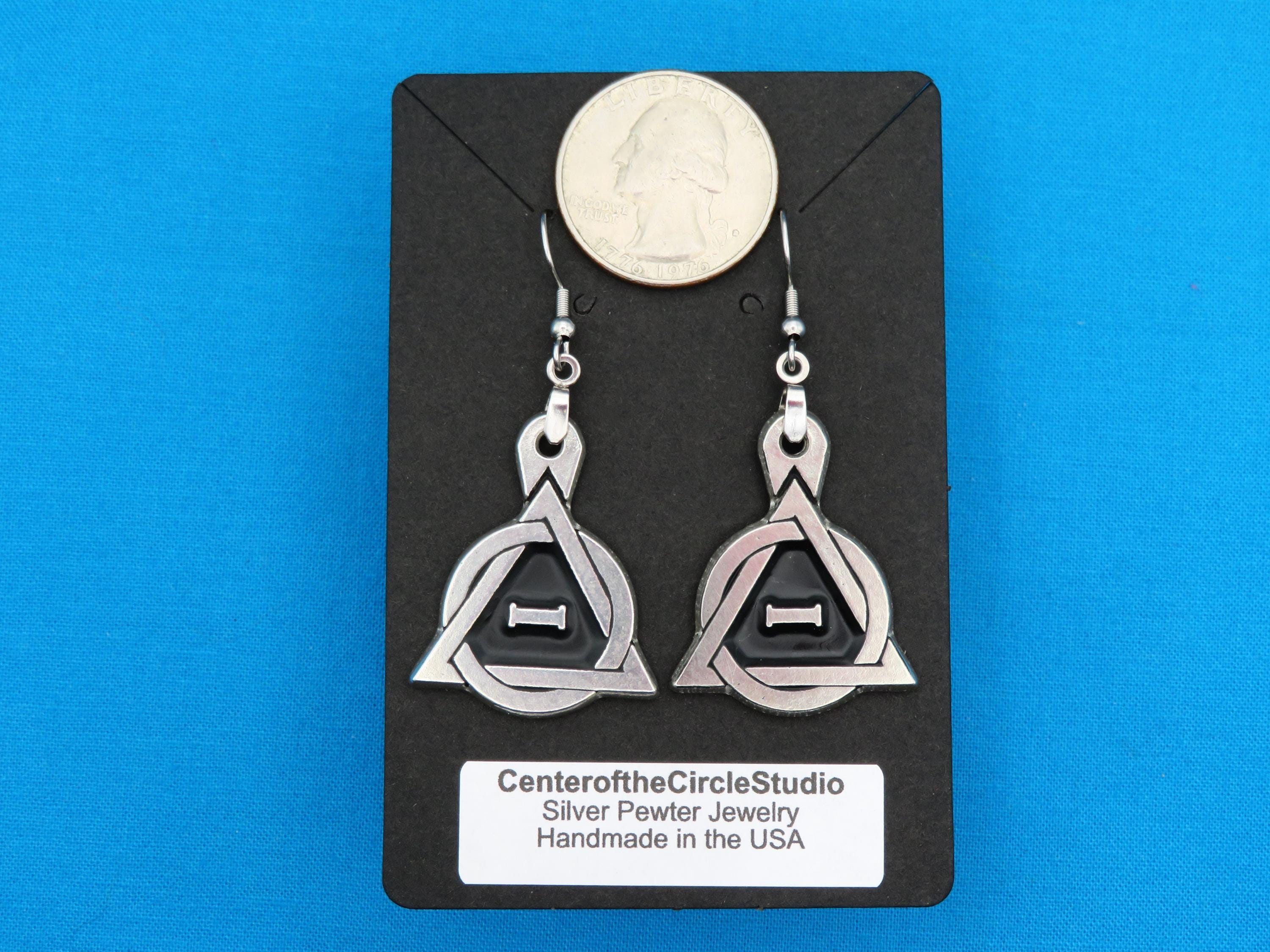 Therian Pride Earrings: Handmade Solid Cast Silver Pewter Theta