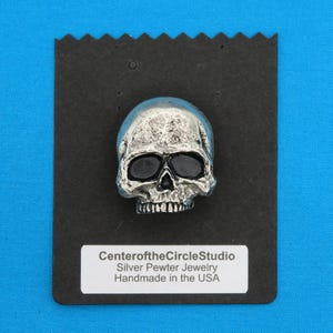Goth Skull Bootlace Charm: (1 inch Wide) Handmade Silver Pewter Shoelace Decoration