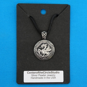 Griffin Necklace, Handmade Individually Solid Cast Silver Pewter Metal Griffon Necklace Pendant