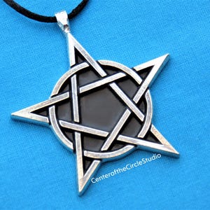 Large Pentacle Necklace, Handmade Cast Silver Pewter Pentacle Pentagram Necklace Jewelry Pendant
