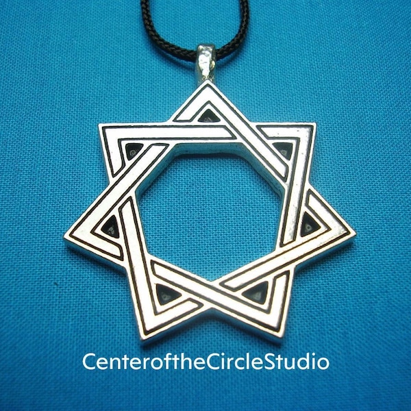 Heptagram Septagram Necklace: (Large) Seven Sided Star Necklace, 7 Sided Star Pendant