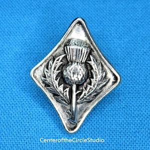 Scottish Thistle Button: (3/4 inches wide) Handmade (Sewable) Cast in Silver Pewter, Great for Clothing, Costuming, shirts