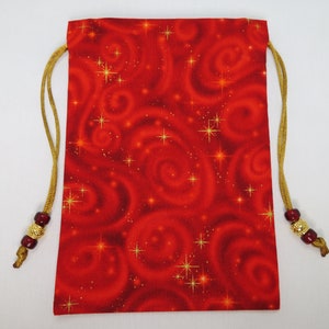 Handmade Celestial Swirls Red Silk Lined Tarot Bag, Tarot Pouch in multiple sizes