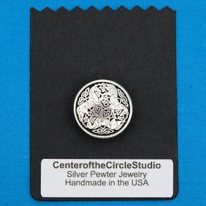 Celtic Horse Button: Handmade in Silver Pewter, Tri Epona Design (3/4 inch) Replacement costume, shirt coat buttons