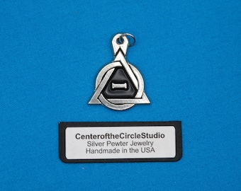 Therian Charm: Handmade Cast Silver Pewter Theta Delta Pride Symbol