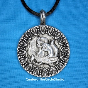 Squirrel Necklace, Individually Handmade Solid Cast Silver Pewter Decorative Squirrel Necklace, Great Gift For Squirrel Lovers