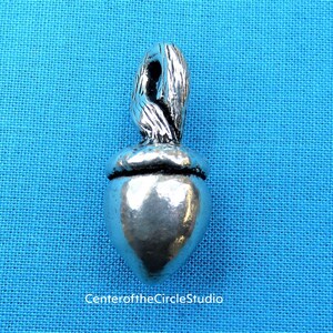 Acorn Charm Pendant, Perfect Gift for Squirrel Lovers, Handmade Cast Metal Acorn Necklace Charm