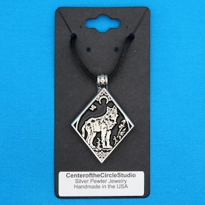 Small Wolf Dream Spirit Necklace, Handmade Wolf Spirit Cast Silver Pewter Metal Necklace Pendant, Great Wolf Lovers Gift