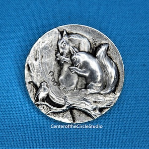 Squirrel Button 1 1/16" Victorian Reproduction Handmade Cast Metal Victorian Squirrel Sewable Sew On Clothing Coat Blazer Vest Skirt Buttonn