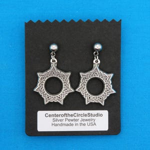 Handmade Celtic Star Earrings Heptagram Septagram Design 7-Pointed Sacred Geometry Set Perfect Gift