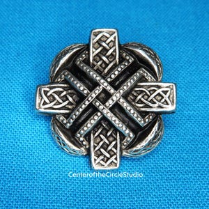 Celtic Cross Button: (15/16 inch) Handmade Metal Irish Knotwork Sewable Costume Coat Blazer Vest Doublet