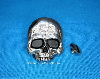 Skull Concho, handmade Half Jaw Skull Face Chicago Screw stud backed Concho