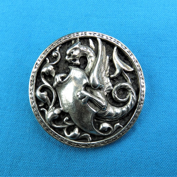 Dragon Shield Button, 1  7/16", Victorian Reproduction